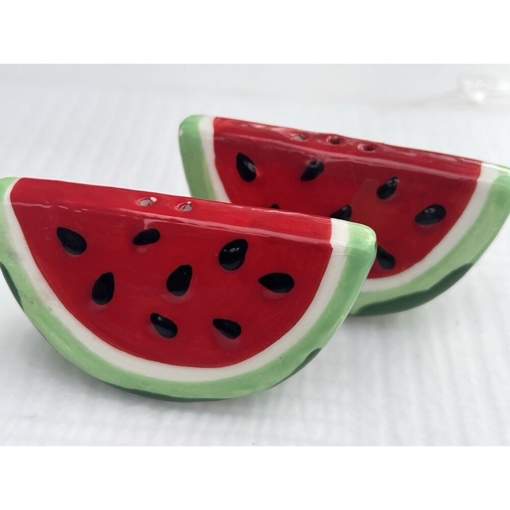 Vintage Watermelon Slice Salt Pepper Shakers Ceramic Fruit Kitchen Decor